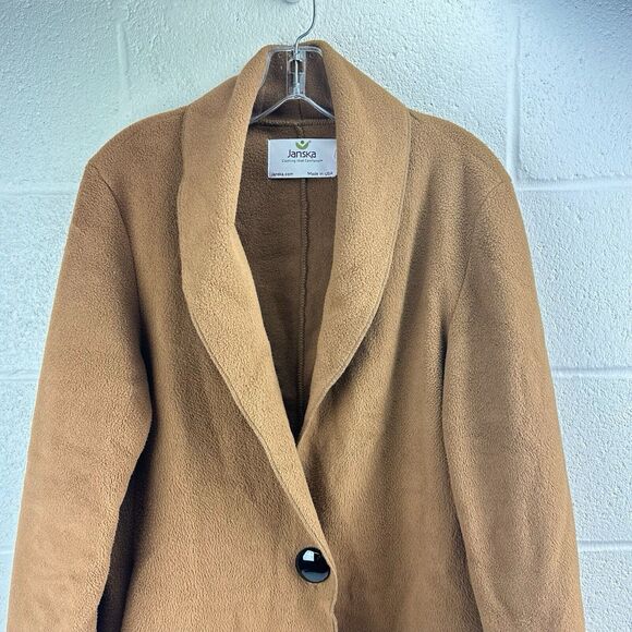 JANSKA Artsy USA Fleece Polartec Pockets Shawl Wrap Women’s Size Medium Green - Picture 2 of 7